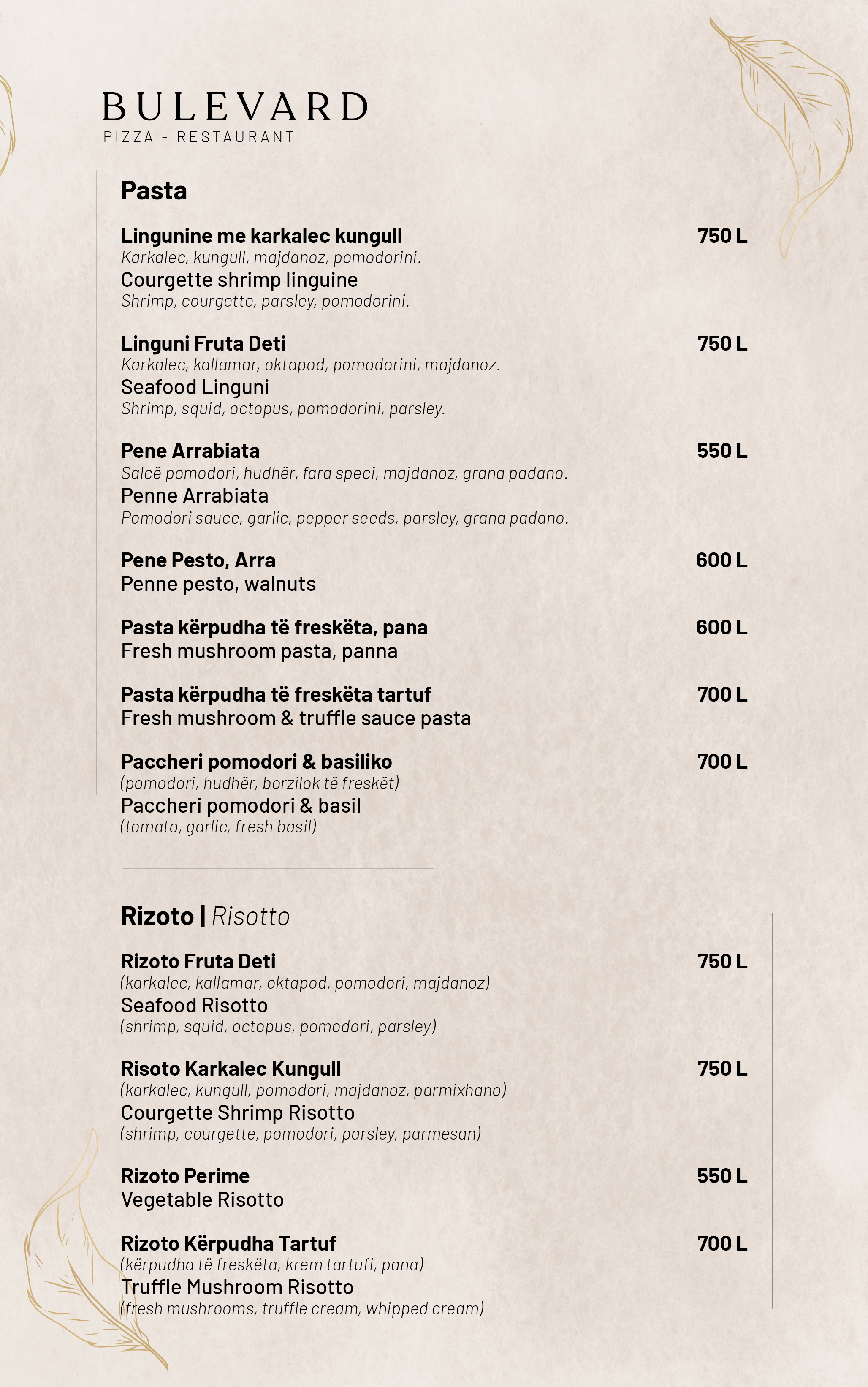 Menu de Bebidas