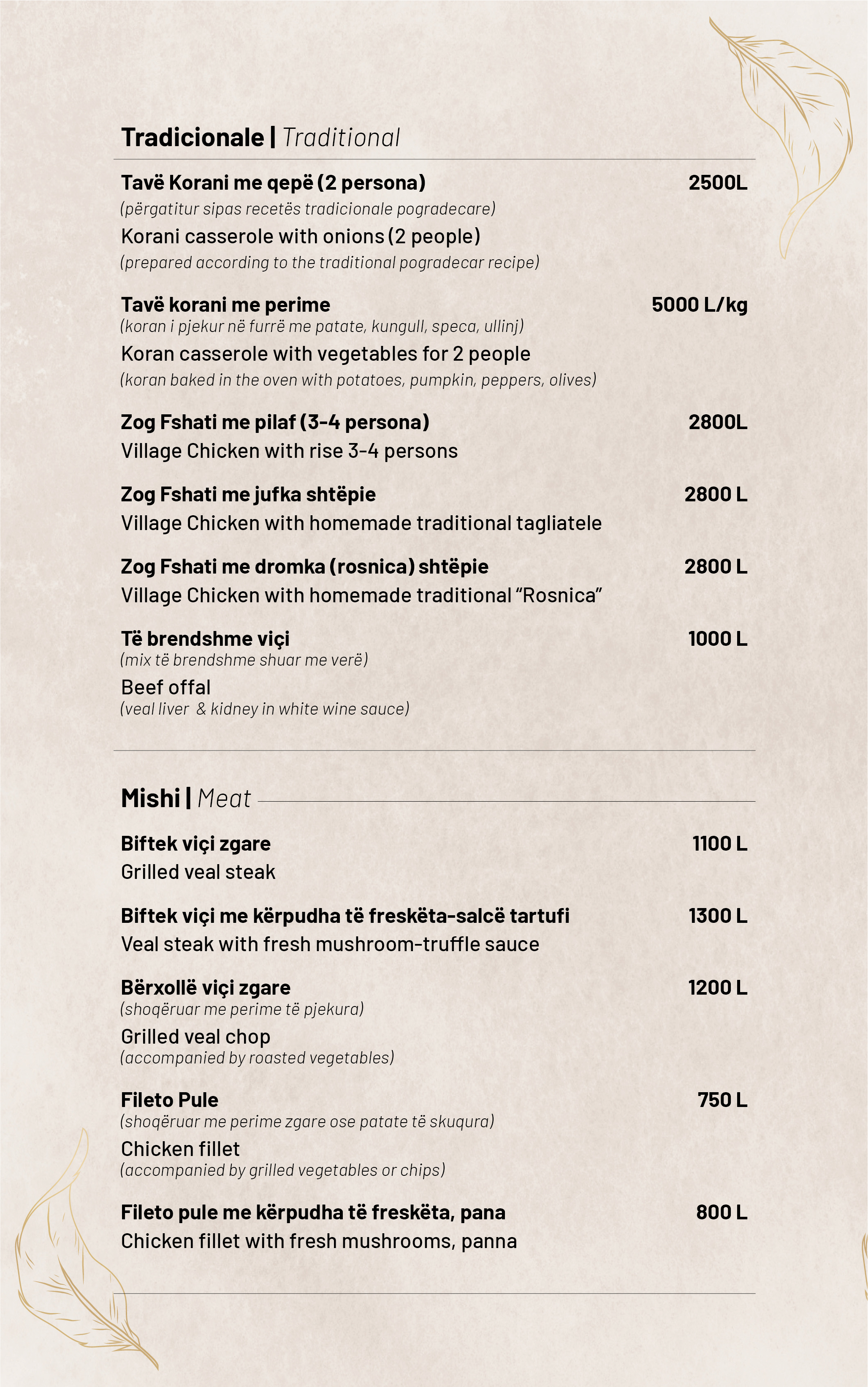 Menu de Brunch