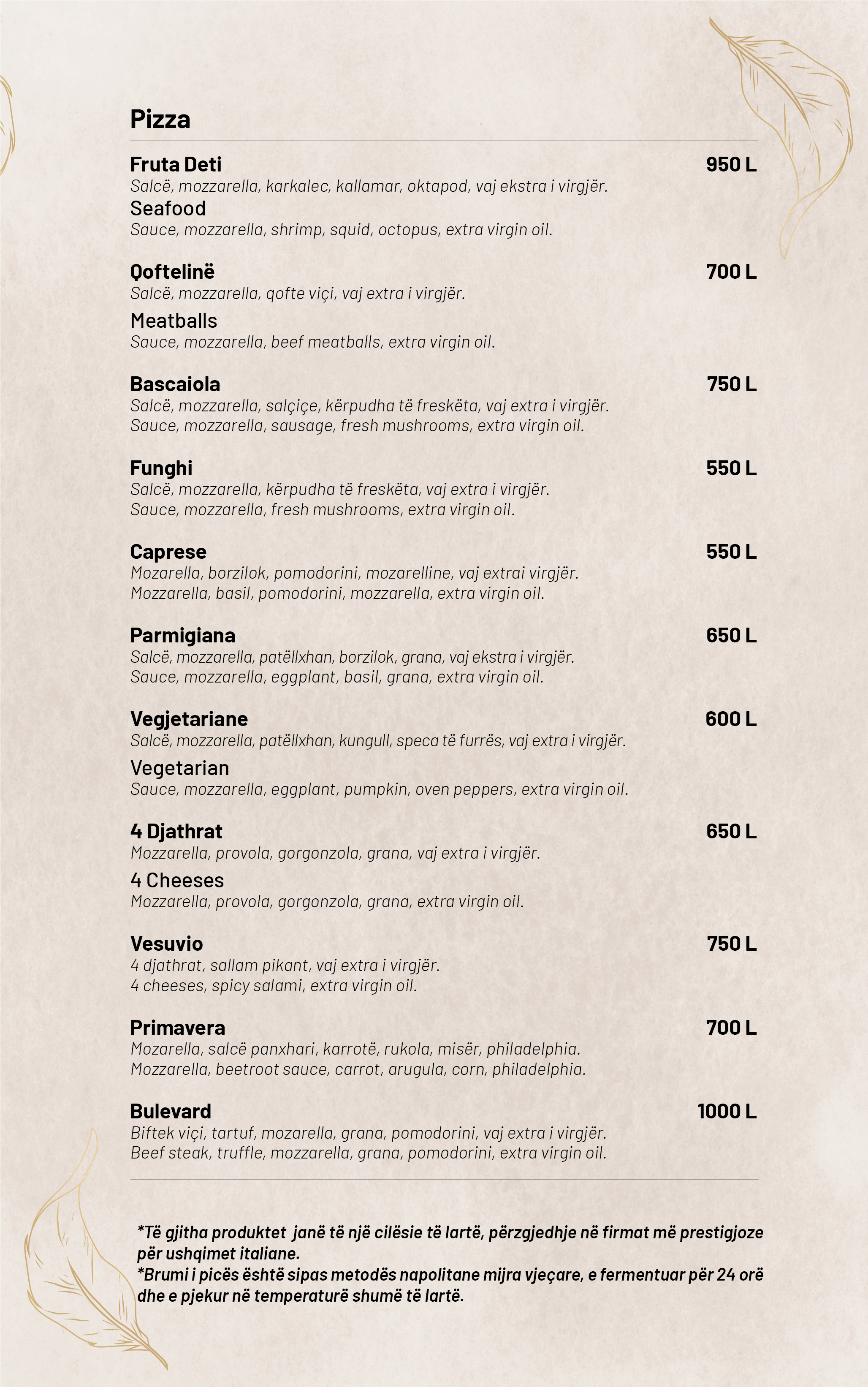 Menu de Bebidas